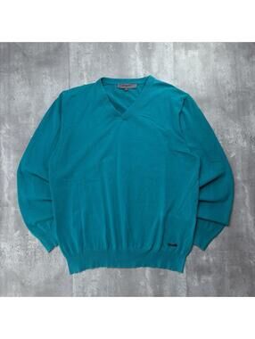 Y2K Teal Givenchy Knit V-Neck Sweater